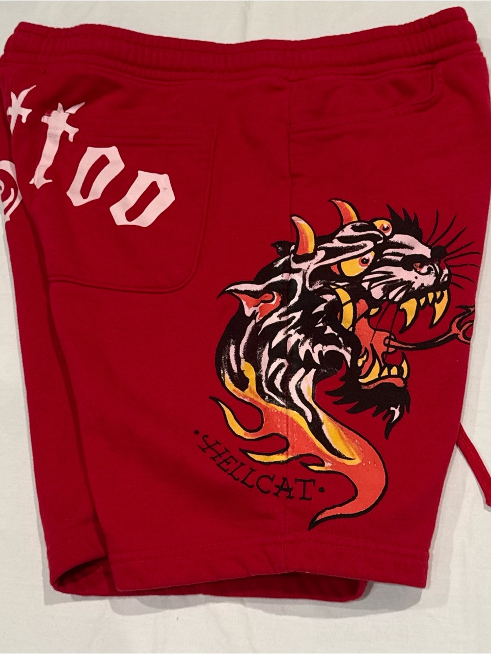 Ed Hardy Men’s HELLCAT Tattoo Fleece Sweat Shorts Size Large Y2K - Picture 5 of 7